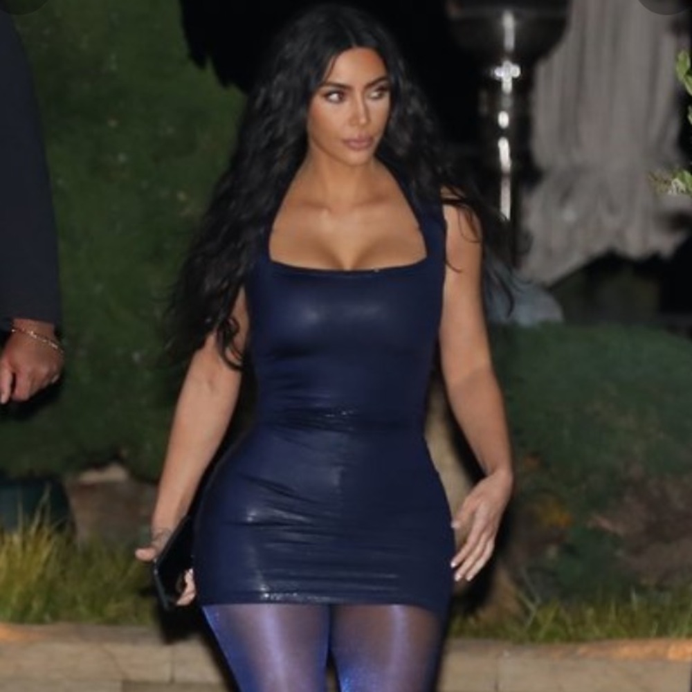 1990’s Versace Kim Kardashian Vintage Bodycon Latex Lycra Dress